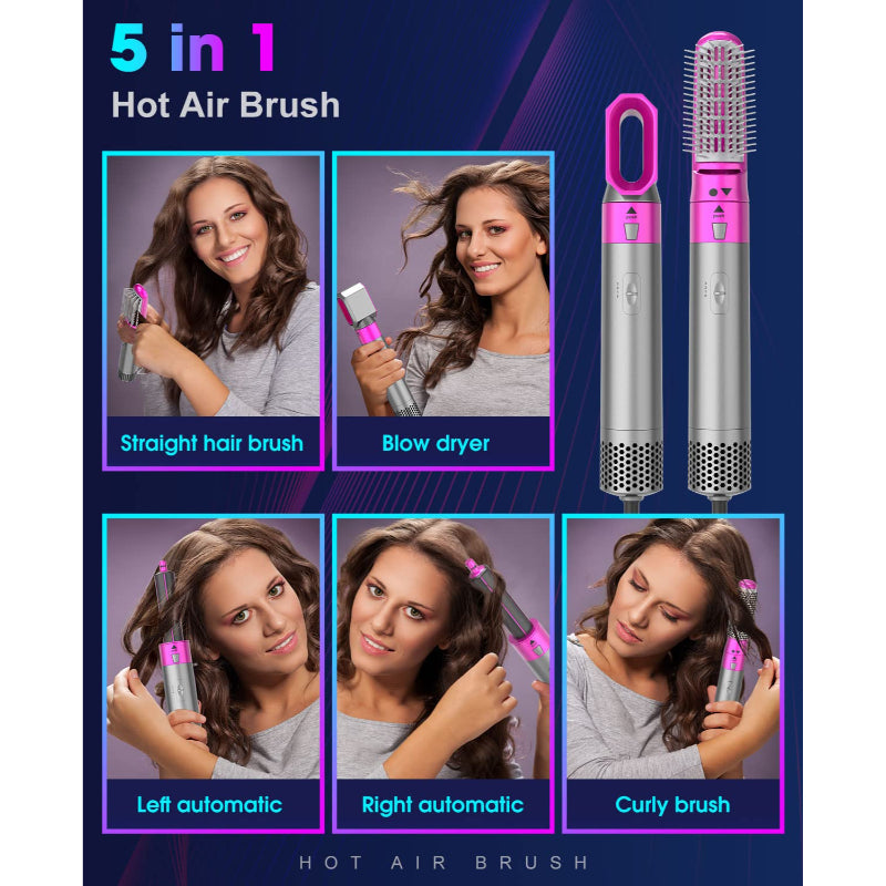 5 In 1 Detachable Hair Dryer Electric Blow Dryer Comb Negative Ion Straightener & Hair Curler