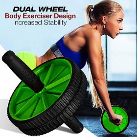 AB Wheel Total Body Exerciser Dual Wheel Design For Increased Stability